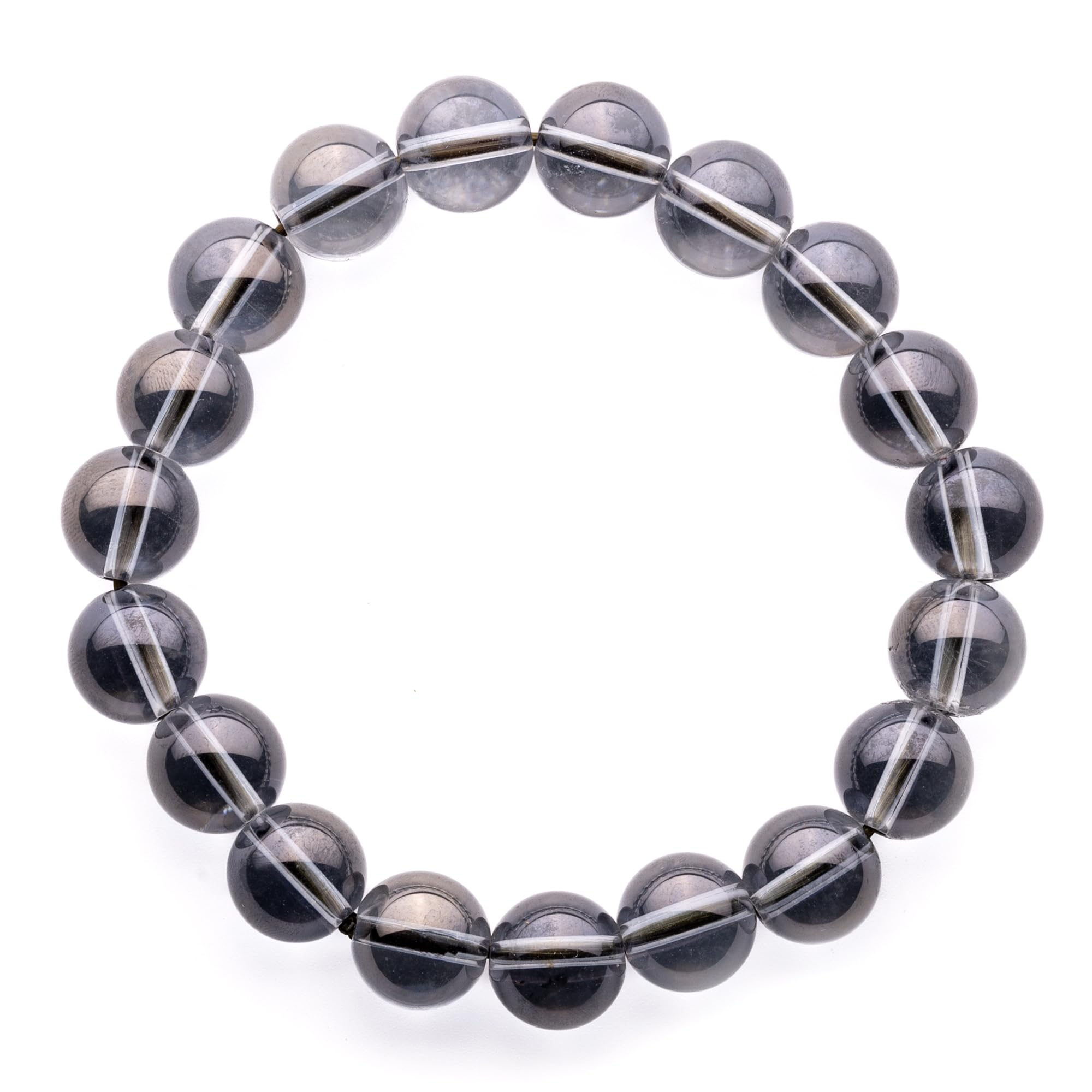 Smoky Aura Quartz Bracelet - Divinity Crystals Natural Semi Precious Gemstone 8mm Beads for Reiki Healing and Chakra Balance Default Title